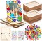 24-Pack DIY Wooden Picture Frame Painting Craft Kit – Unfinished 4x6 Inch Photo Frames with Rhinestone & Glitter Foam Stickers for Creative Decorating